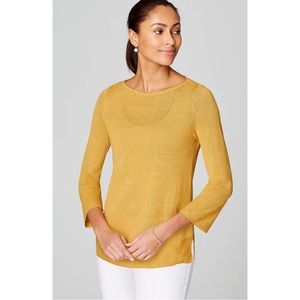J.Jill Linen Cotton Boatneck Sweater Daisy Small